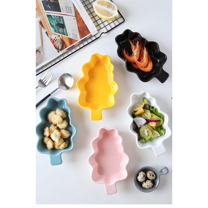 【READY STOCK】Kitchen Bowl Dish Ceramic Leaf Seasoning Soy Sauce Vinegar Small Bo 创意树叶碗