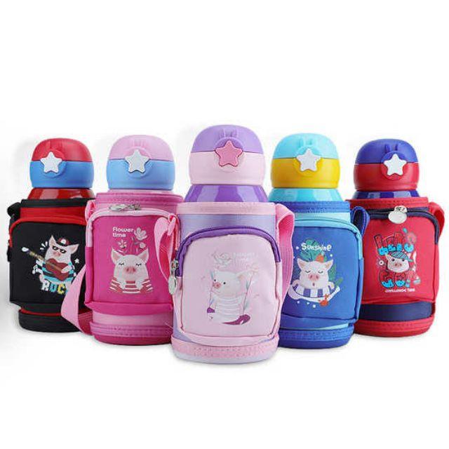 Cartoon Pig Design 316 & 304 Stainless Steel Thermos Flask 500ml / Vacuum bottle / Thermal Flask / ThermosFlask 316 304 Pig(black)