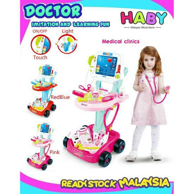 23pcs Little Doctor Pretend Play Medical Tools Nurse Doctor Playset Trolley Toys for Boys Girls