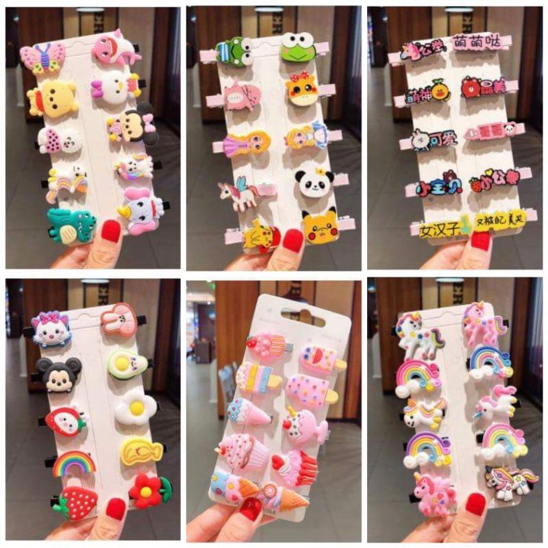 Cartoon Unicorn Baby Kids Hair Clip Set Disney Rainbow Flower Fruits Hair Clips Korean Hairpin Fashion Hair Accessories