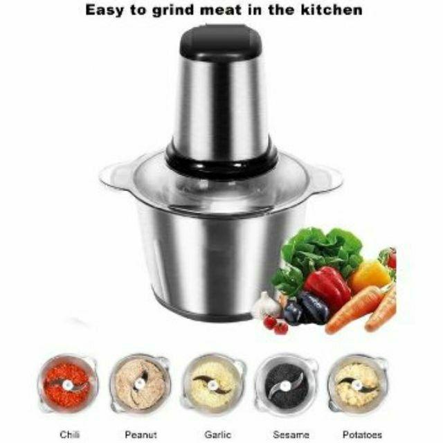 Meat Grinder Stainless Steel Food Processor Mixer Meat Mincer Blender 2L Blender Slicer Chopper Mesin Pengisar Daging