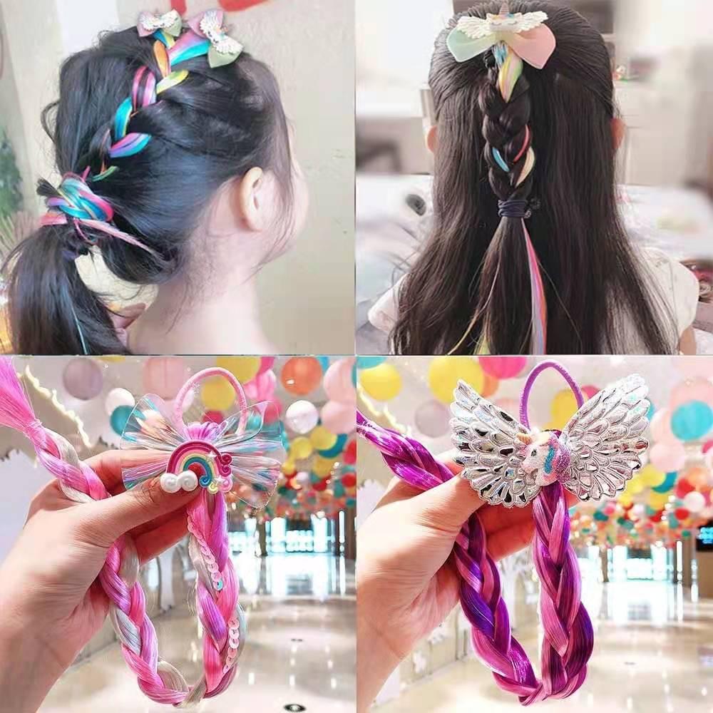 Ready Stock Girls Colorful Wigs Ponytail Hair Ornament Headbands Rubber Bands Beauty Hair Bands Cute Design Wig Braids辫子